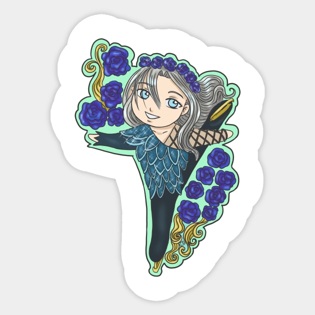 Yurii! on Ice - Viktor Flower Crown Sticker by CintiaSand